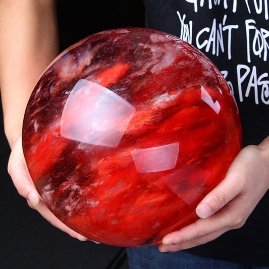 10KG High Quality Large RED Melting Stone LAB Quartz Crystal Sphere