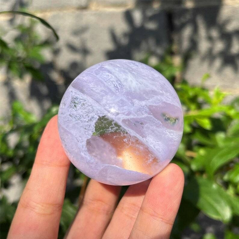 Pink Clear Melting stone sphere quartz reiki healing augury Crystal gifts 1pc