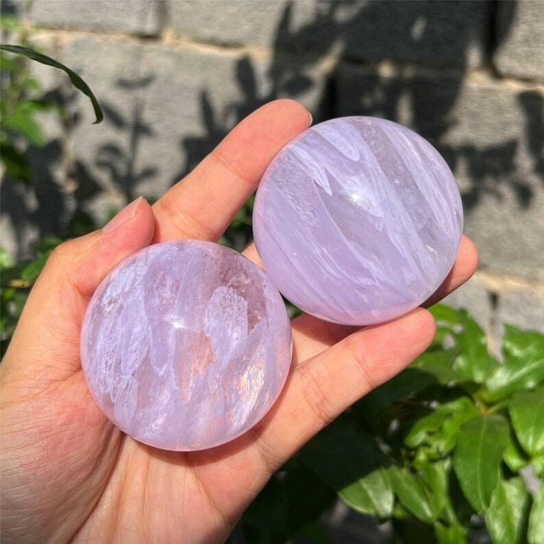Pink Clear Melting stone sphere quartz reiki healing augury Crystal gifts 1pc