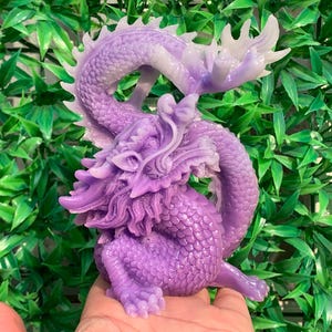 5.3''+ Purple Luminous stone,hand carved,Crystal Dragon,Dragon skull,Home Decoration Crystal Gifts 1pc