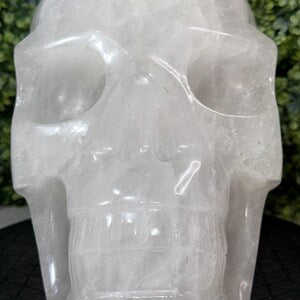 23 LB. Clear Quartz Skull Carving, Life Size, Expertly Hand-Carved Statement Piece