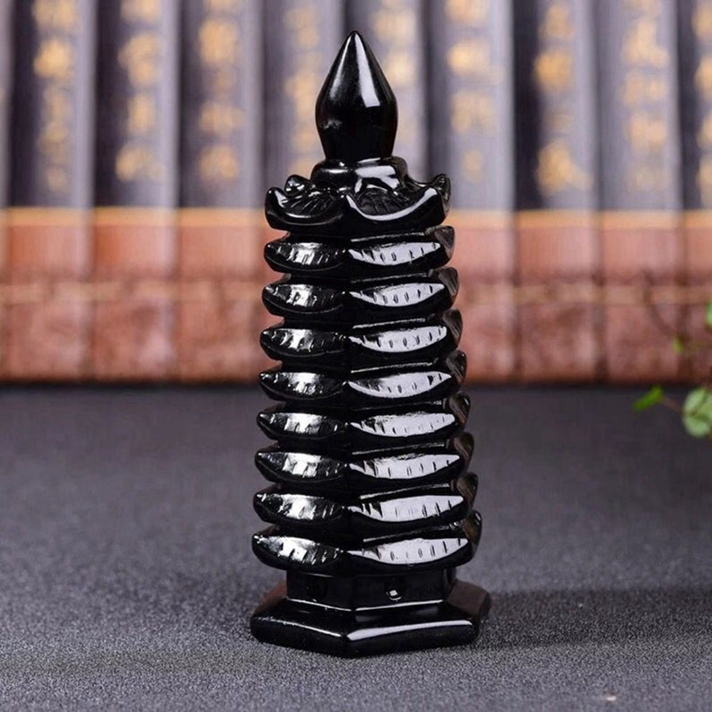 Hand Carved obsidian Polished Tower Shaped/obsidian Tower Stone/white Tower/obsidian Quartz Tower