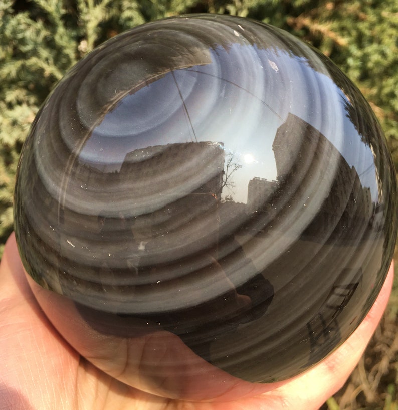 Extra Large Obsidian Sphere/Natural Black Obsidian Sphere Ball/Obsidian eye/Energy stone