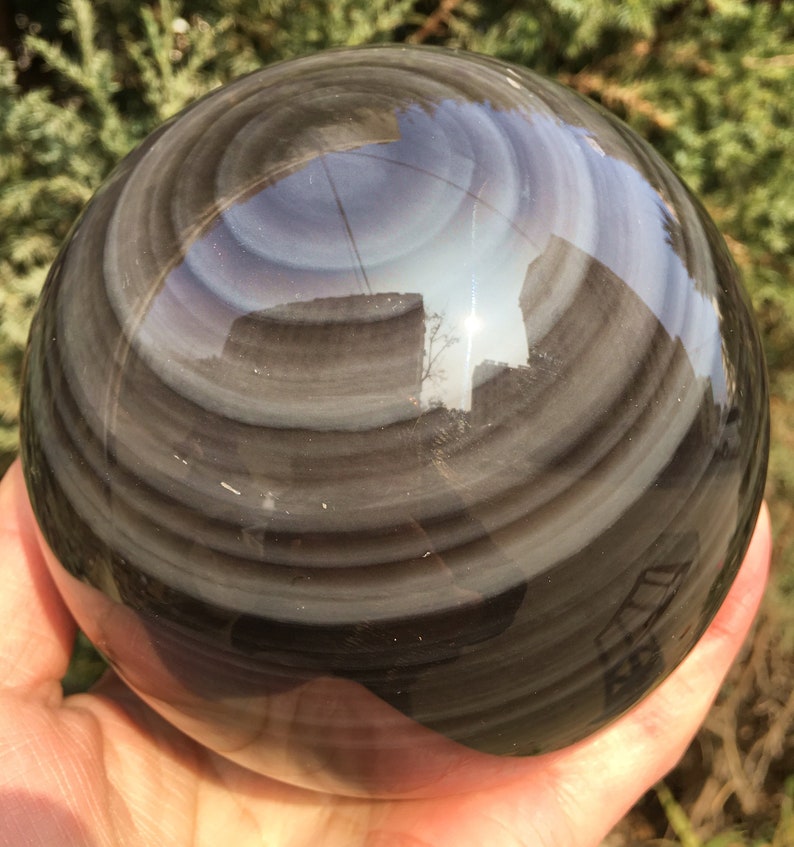 Extra Large Obsidian Sphere/Natural Black Obsidian Sphere Ball/Obsidian eye/Energy stone