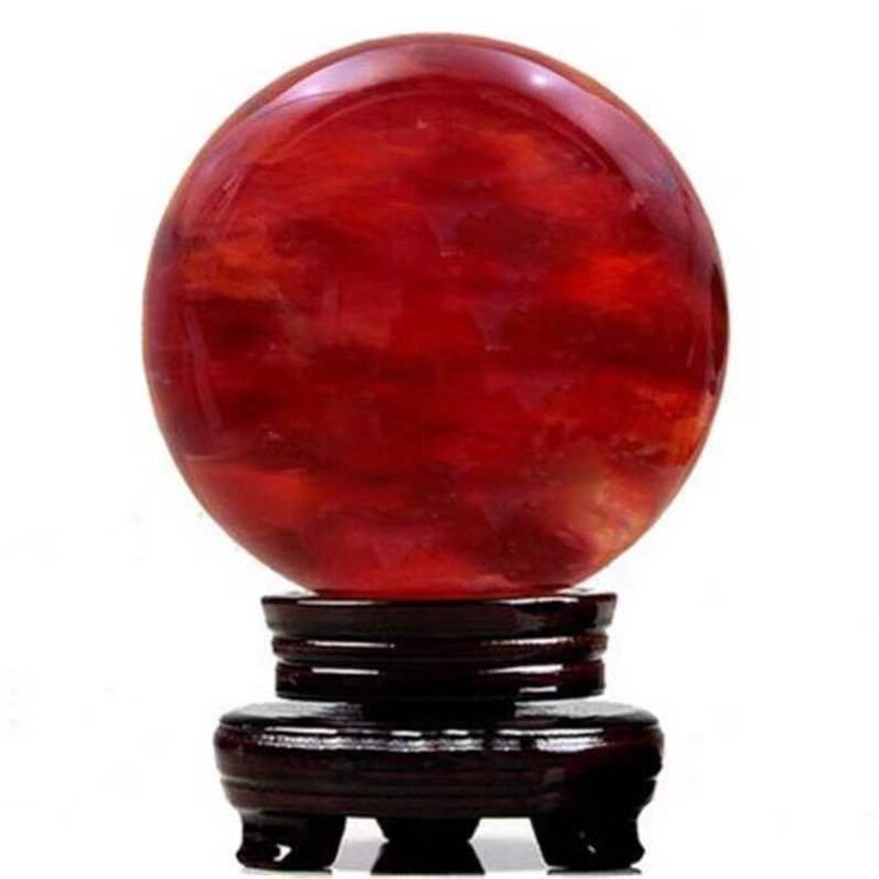 Red smelting ball quartz mineral crystals sphere healing stones decoration feng shui