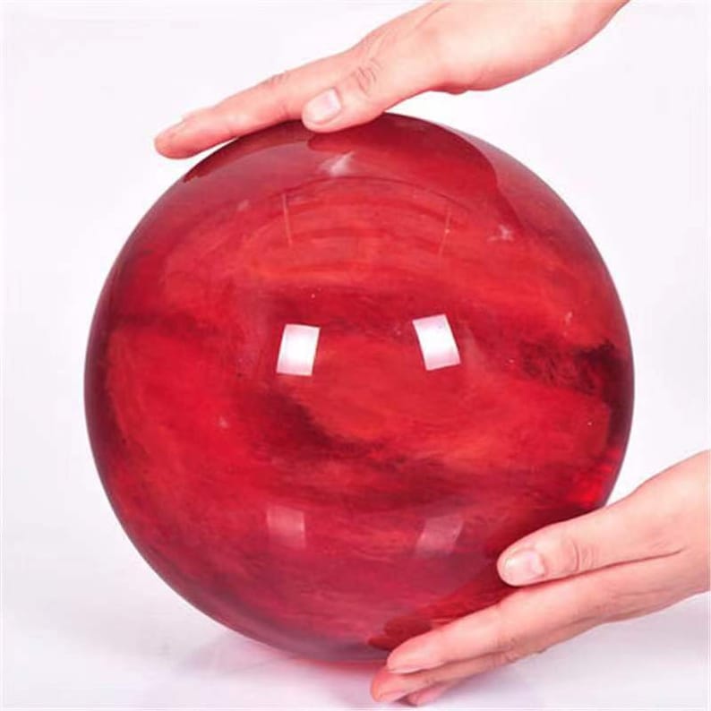 Red smelting ball quartz mineral crystals sphere healing stones decoration feng shui