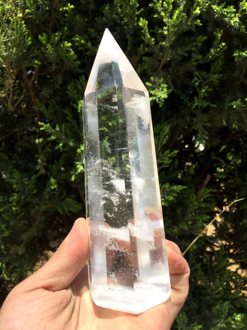 Clear Smelt white quartz point/Clear Smelt quartz Polished Meditation Stone/Healing Stone/Reiki/Chakra