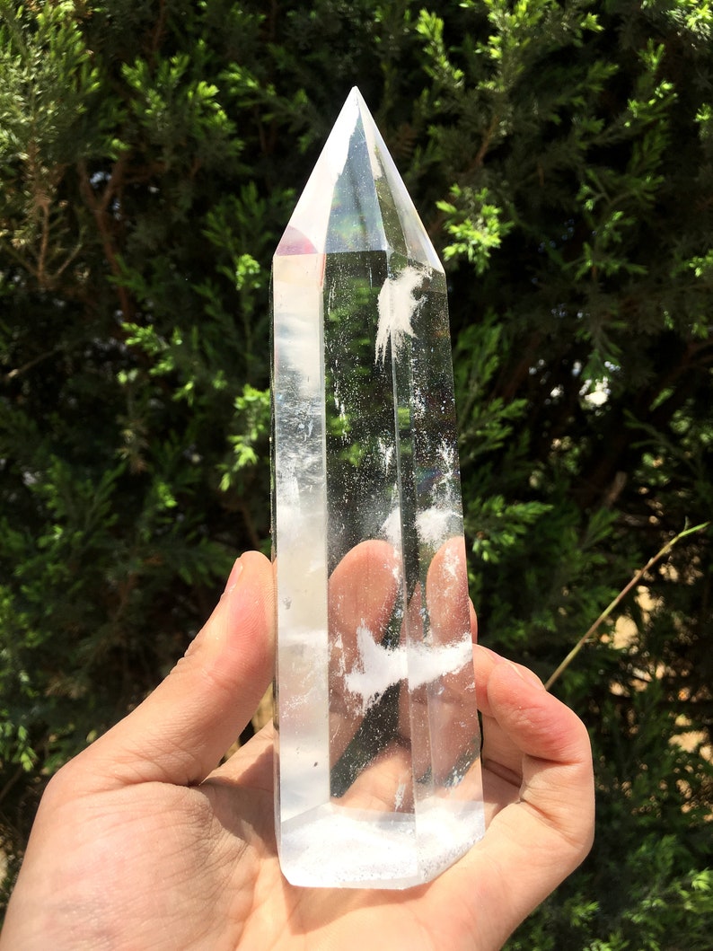Clear Smelt white quartz point/Clear Smelt quartz Polished Meditation Stone/Healing Stone/Reiki/Chakra