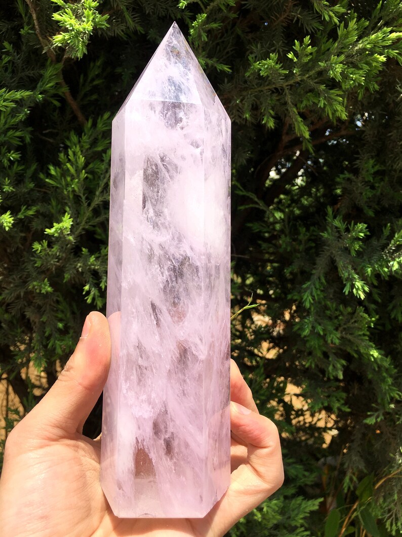 Clear Smelt Pink quartz point/Clear Smelt quartz Meditation Stone/Healing Stone/Reiki/Chakra