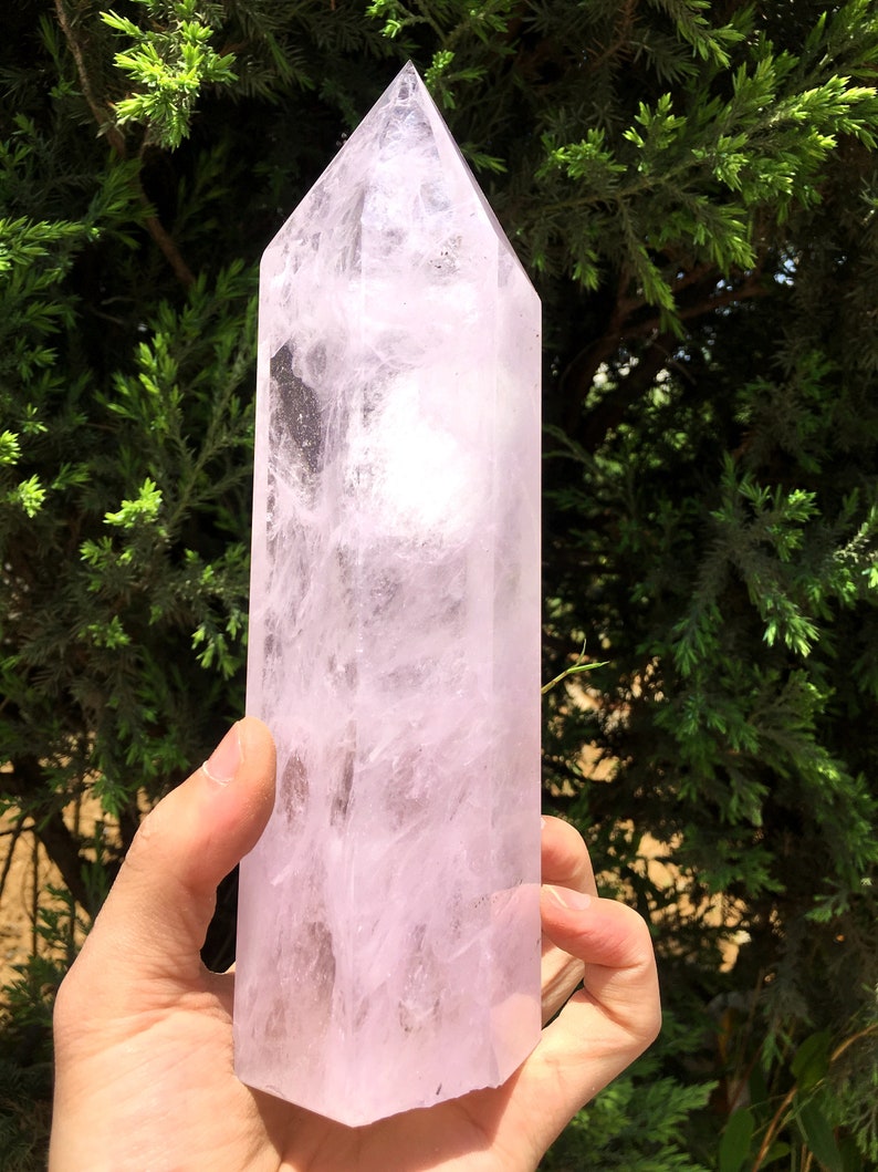 Clear Smelt Pink quartz point/Clear Smelt quartz Meditation Stone/Healing Stone/Reiki/Chakra