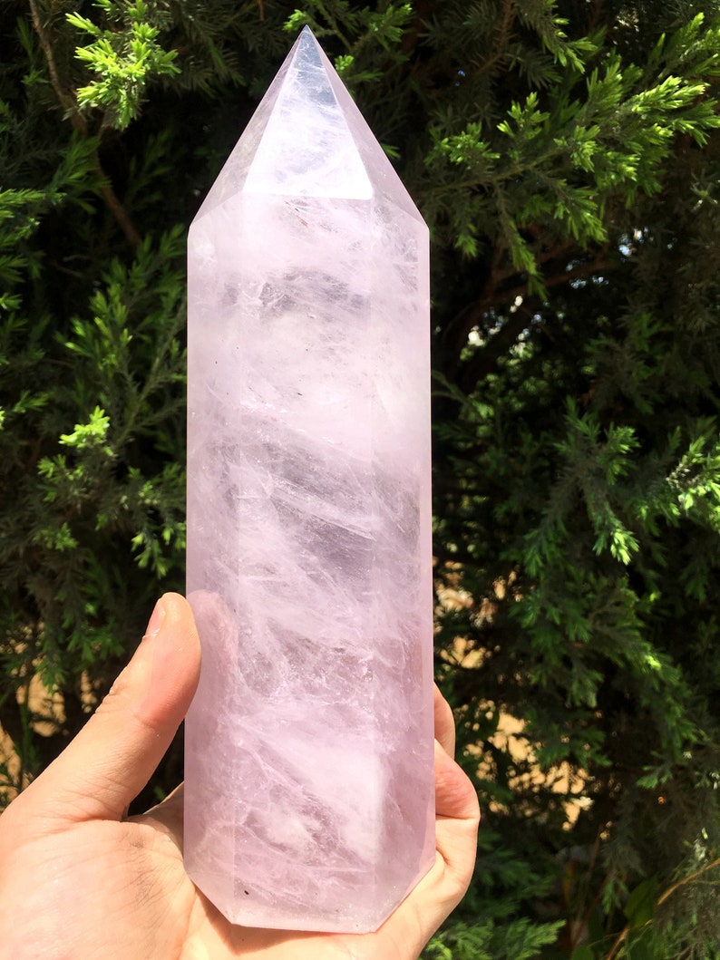 Clear Smelt Pink quartz point/Clear Smelt quartz Meditation Stone/Healing Stone/Reiki/Chakra