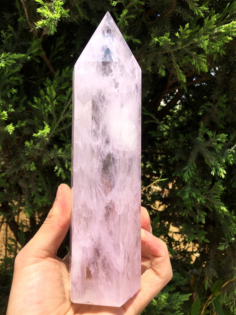 Clear Smelt Pink quartz point/Clear Smelt quartz Meditation Stone/Healing Stone/Reiki/Chakra