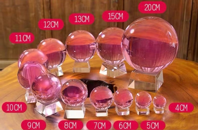 Crystal ball, pink crystal ball glass gaze crystal ball divination healing series, visual impact love ball