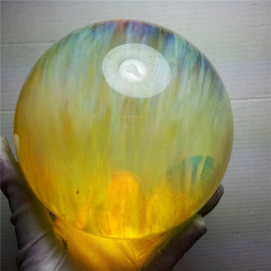 1.4KG Lemon Smelt Yellow Crystal Quartz Sphere/Clear Smelt Quartz Healing Stone/Reiki/Chakra