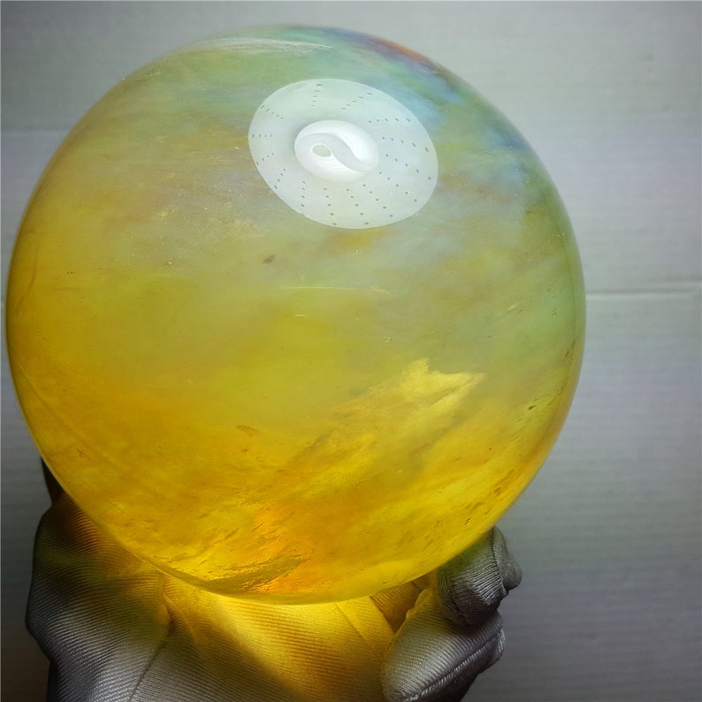1.4KG Lemon Smelt Yellow Crystal Quartz Sphere/Clear Smelt Quartz Healing Stone/Reiki/Chakra