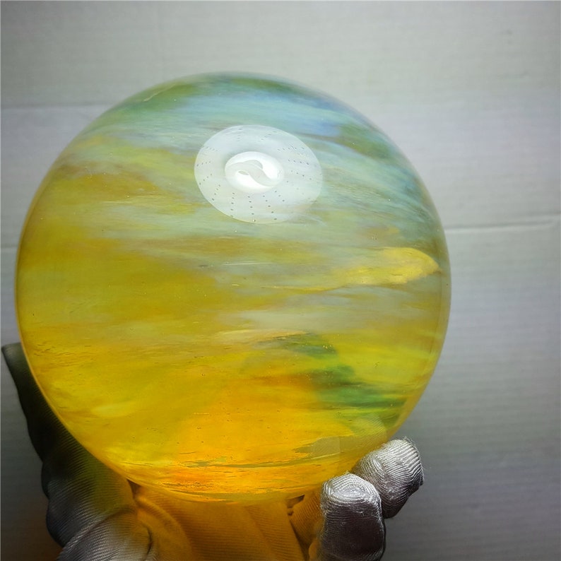 1.4KG Lemon Smelt Yellow Crystal Quartz Sphere/Clear Smelt Quartz Healing Stone/Reiki/Chakra