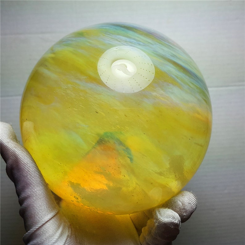1.4KG Lemon Smelt Yellow Crystal Quartz Sphere/Clear Smelt Quartz Healing Stone/Reiki/Chakra