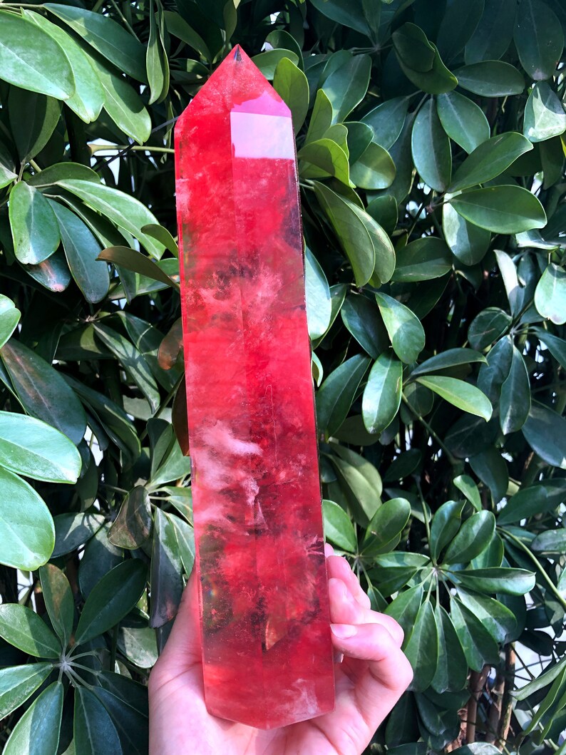 Red Smelt Red quartz point/Red Smelt quartz Tower/Meditation Stone/Healing Stone