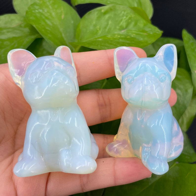 1pc Opalite French Bulldog,Hand Carved,Crystal Healing,Crystal Animal,Home Decoration