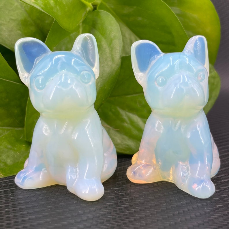 1pc Opalite French Bulldog,Hand Carved,Crystal Healing,Crystal Animal,Home Decoration
