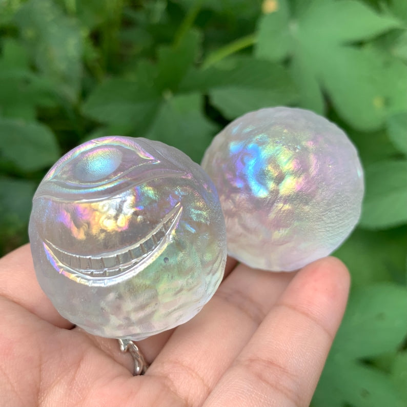 Titanium Rainbow Melting stone ball,Eye Ball,Hand Carved,Home Decoration,Crystal Collection
