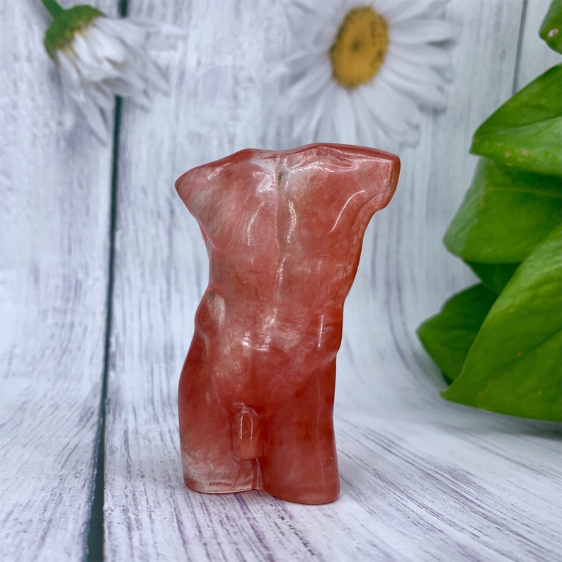 3“ Red melting stone Male Models,Crystal Carved,Hand Carved,Home Decoration