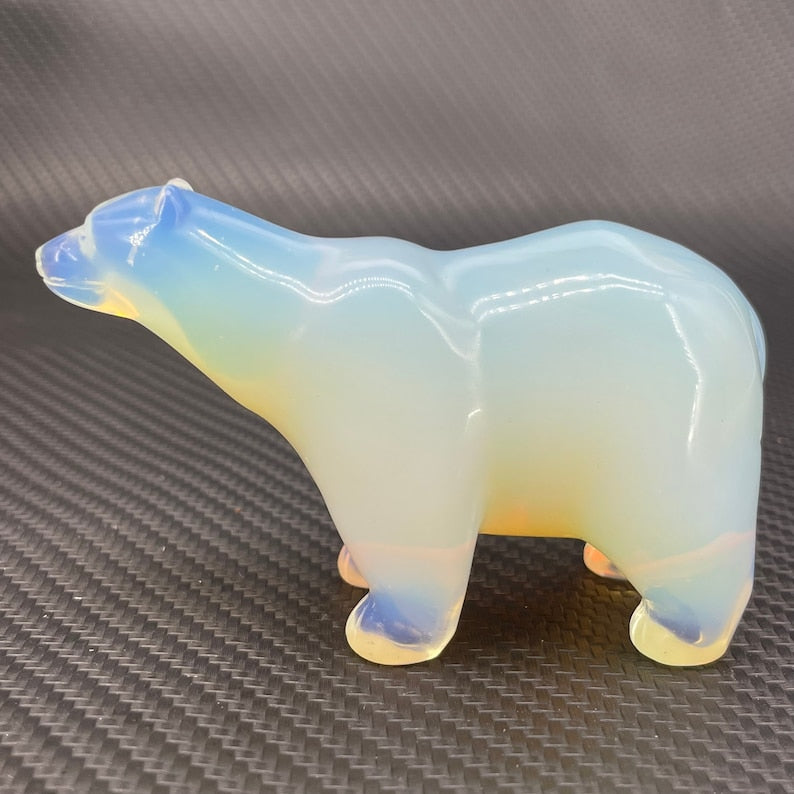 1pc Opalite Polar bear,Quartz Crystal beer,Hand Carved,Home Decoration