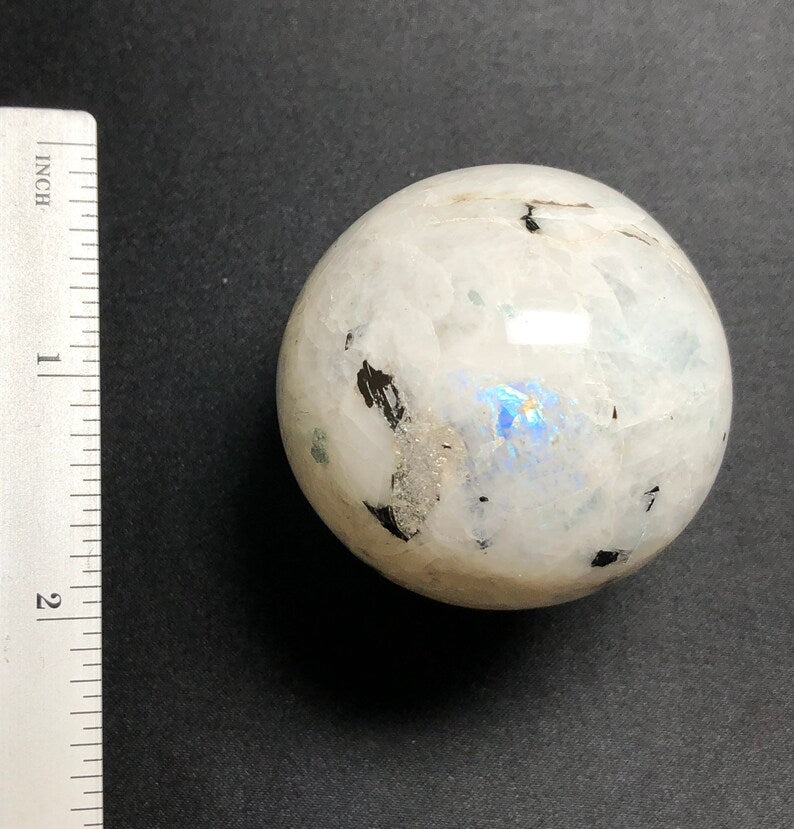 Rainbow Moonstone Sphere. Meditation Healing Crystal Ball. Orb Altar decor, Healing relaxation. Reiki Intuition stone. July birthstone.