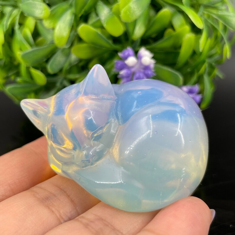 Opalite Sleeping Cat,Hand Carved,Home Decoration,Crystal Collection