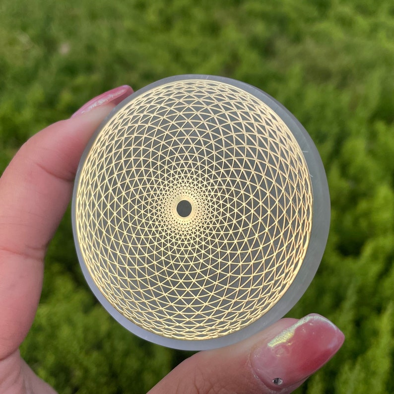 Natural Selenite Disk,Quartz Crystal Energy Disk,Flower of Life,Recharge Crystal Energy