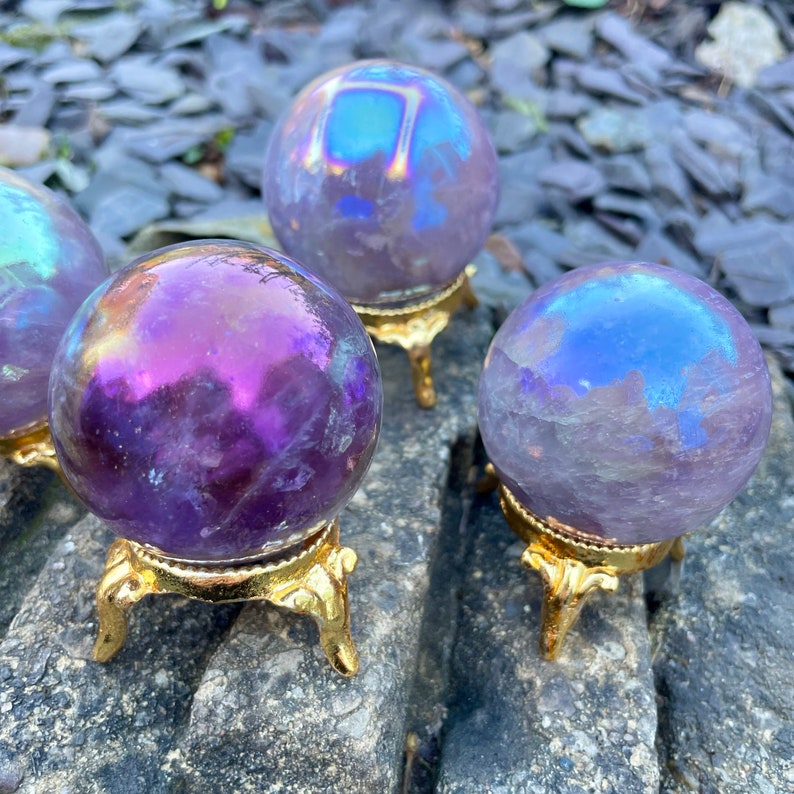 Amethyst Aura Sphere Crystal Ball Home Decor Stone Ornament