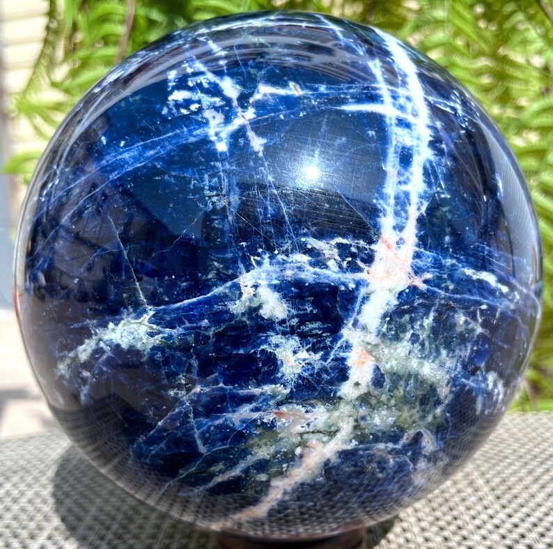 Polished LARGE Blue Sodalite Crystal Sphere/Healing Crystal/Blue Crystal Stone point