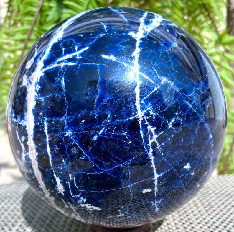 Polished LARGE Blue Sodalite Crystal Sphere/Healing Crystal/Blue Crystal Stone point