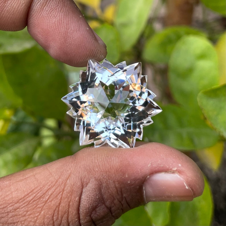 Crystal Quartz Snowflake cut Gemstone Very Special Cut, Shape-Hexagon Crystal Snowflake cut Loos