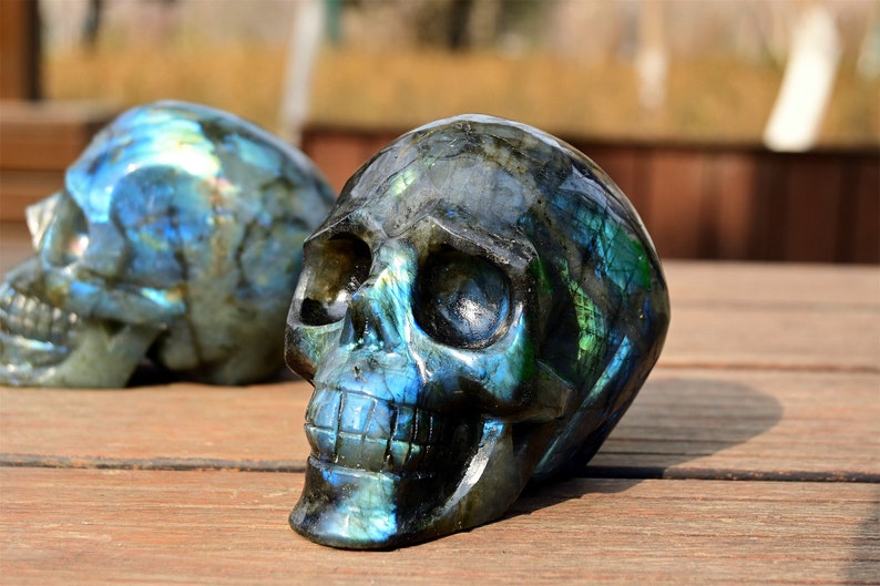 4'' Natural hand carved Labradorite skull,Quartz Crystal skull,Crystal gift,Crystal ornament