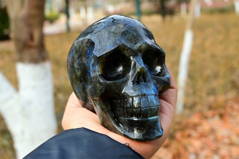 4'' Natural hand carved Labradorite skull,Quartz Crystal skull,Crystal gift,Crystal ornament