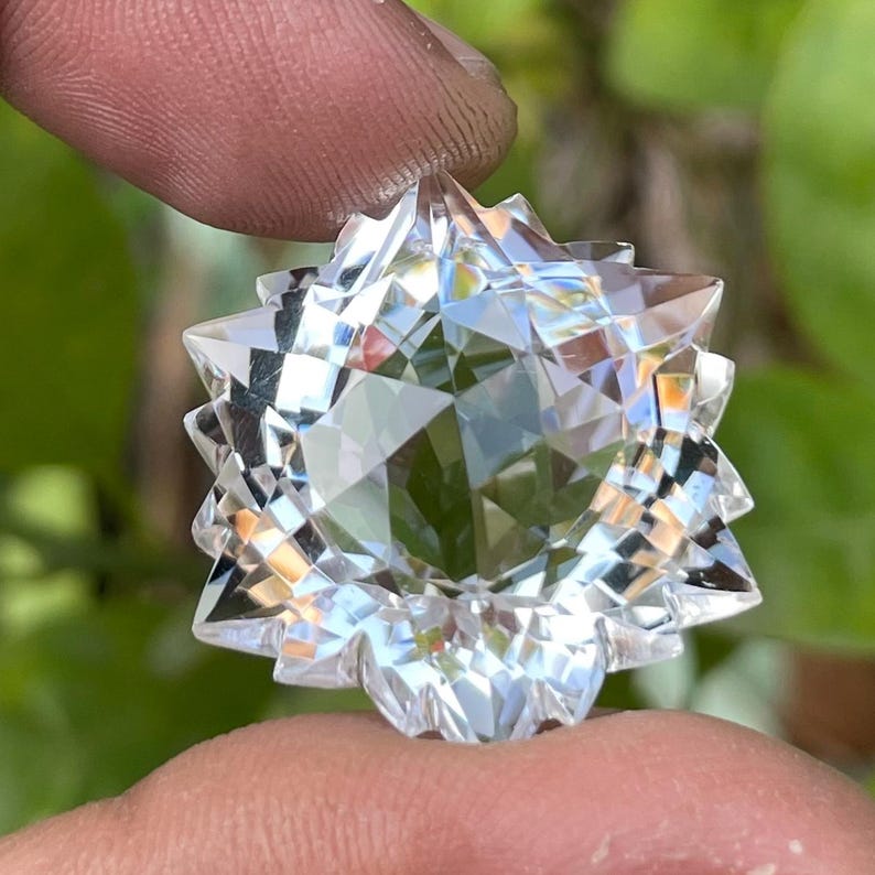 Crystal Quartz Snowflake cut Gemstone Very Special Cut, Shape-Hexagon Crystal Snowflake cut Loos