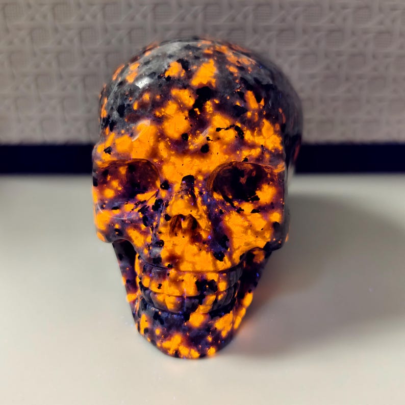 4" Natural Yooperlite Carved Skull,Quartz Crystal Skull,Reiki Healing,Yooperlite skull