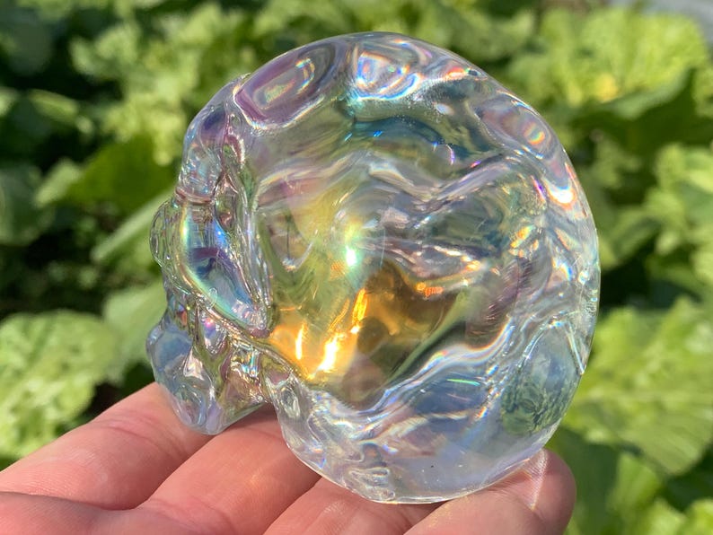 3.2''+ Color plating Clear Smelting quartz hand carved Crystal Skull crystal gifts 1pc