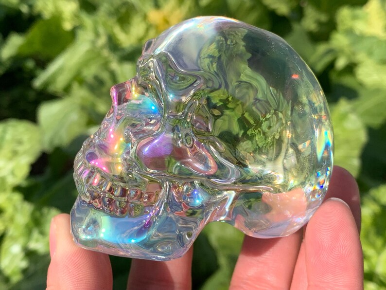 3.2''+ Color plating Clear Smelting quartz hand carved Crystal Skull crystal gifts 1pc