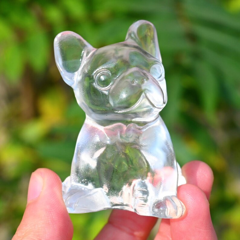 2 Inches Smelting Quartz Dog Carved,Crystal Healing,Bulldog Skull,Quartz Crystal Gift,Carved Crystal,Crystal Skull 1PC