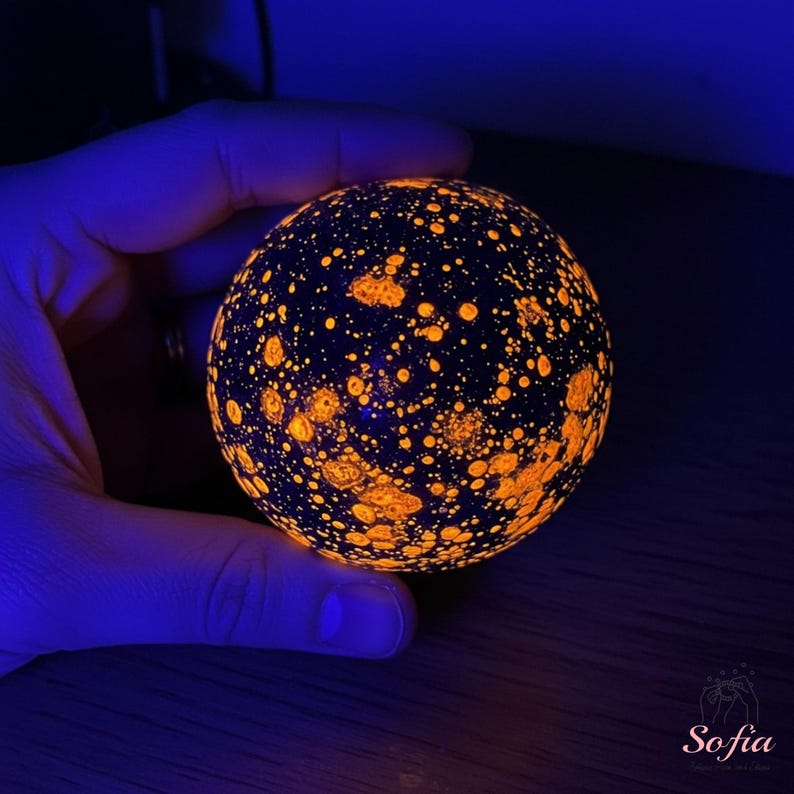 Yooperlite Moon Sphere, UV Reactive Crystal Sphere Ball, Yooperlite Sphere