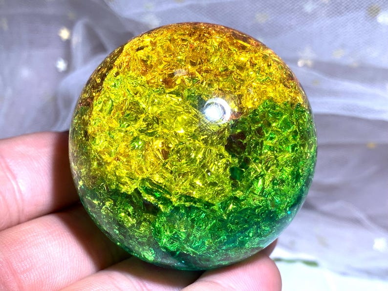 1.9''+ Titanium Rainbow Magical Aura Crackle Sphere,Crystal Glass BallCrystal sphere,Home Decoration Gifts 1pc