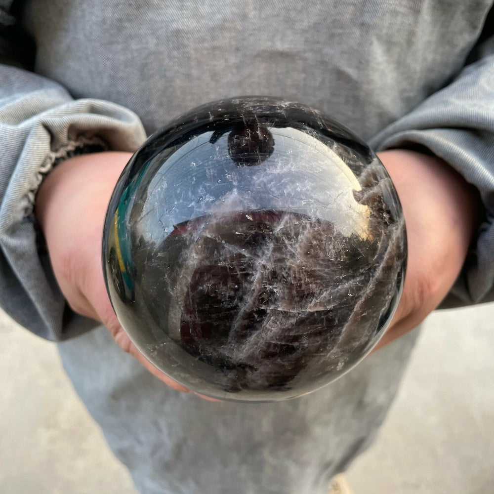 3.5LB+ Natural smoky black quartz Sphere crystal ball Mineral specimen 1pc