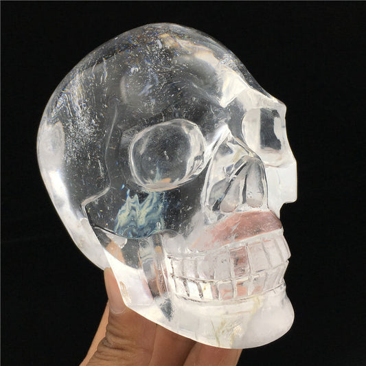 Crâne de quartz fondu sculpté à la main, guérison reiki, quartz fondu (verre), 1 pièce