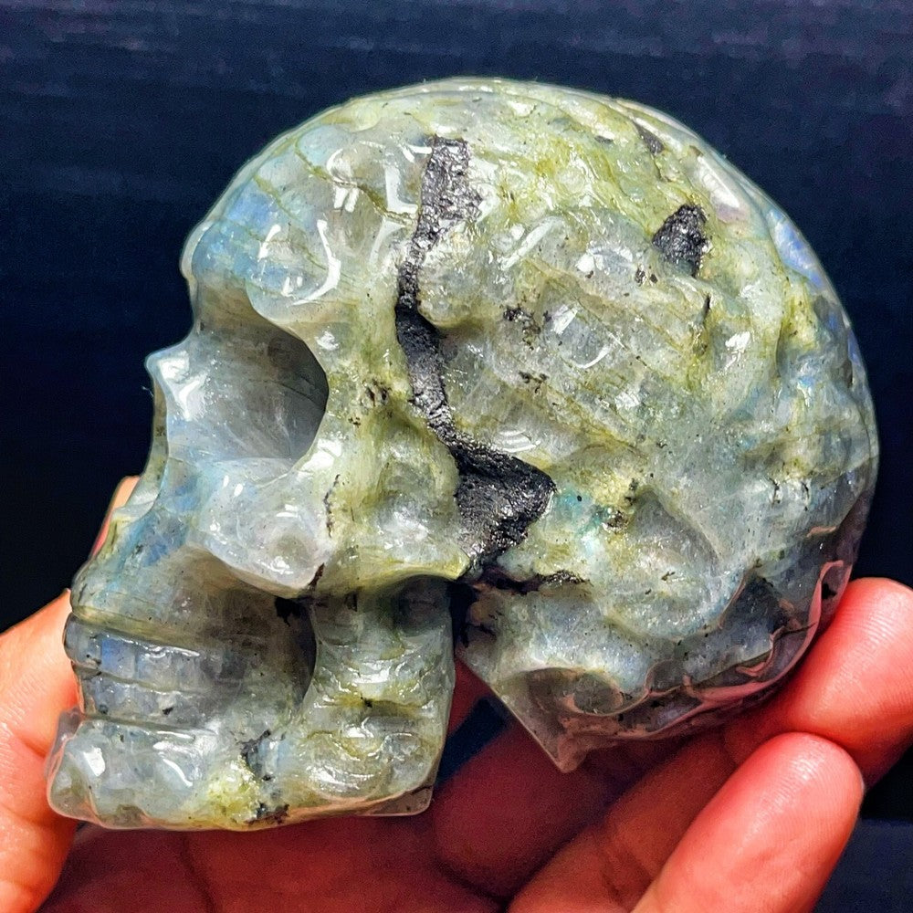 Natural labradorite Hand carved Skull Crystal Healing
