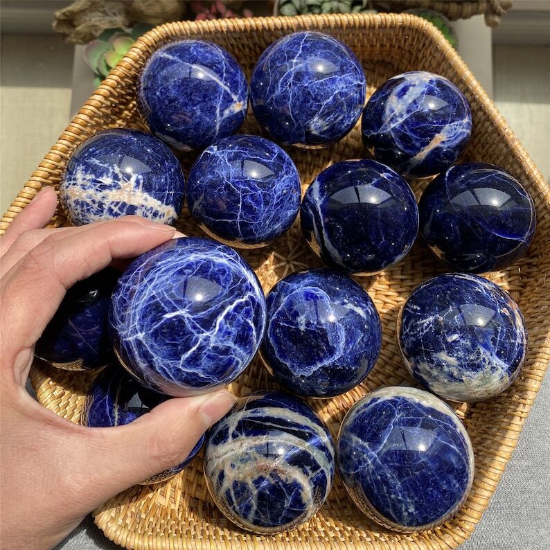 50mm+ Natural Sodalite Ball Quartz Crystal Sphere Healing