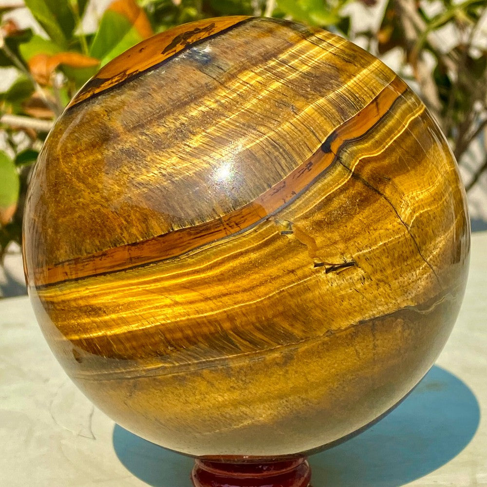 3.46LB Large Natural Tiger Eye Stone Crystal Ball Quartz Healing Sphere Décor.