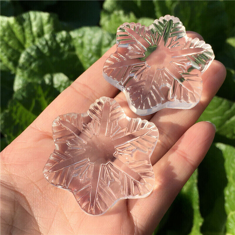 1.8" Carved Clear Melting stone snowflake Quartz Crystal Skull Healing gift 1pc