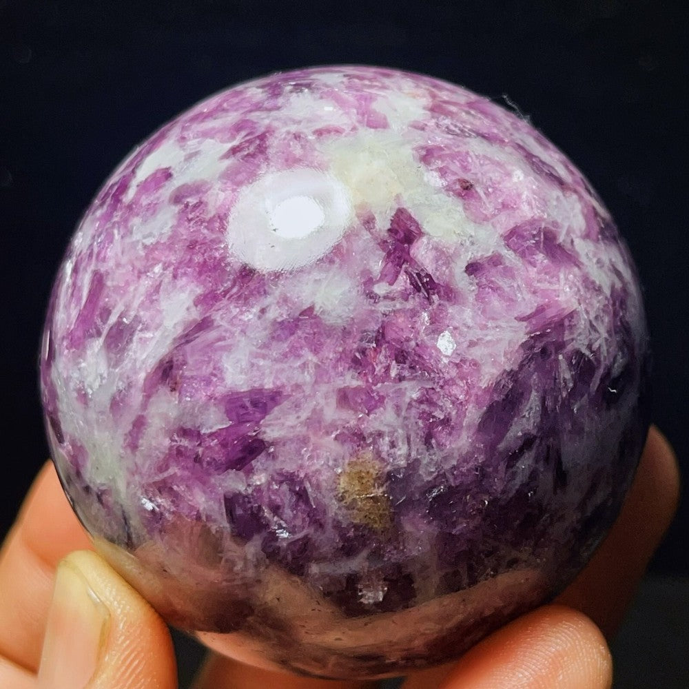 Natural Plum Blossom Tourmaline Unicorn Gem Crystal Ball Healing
